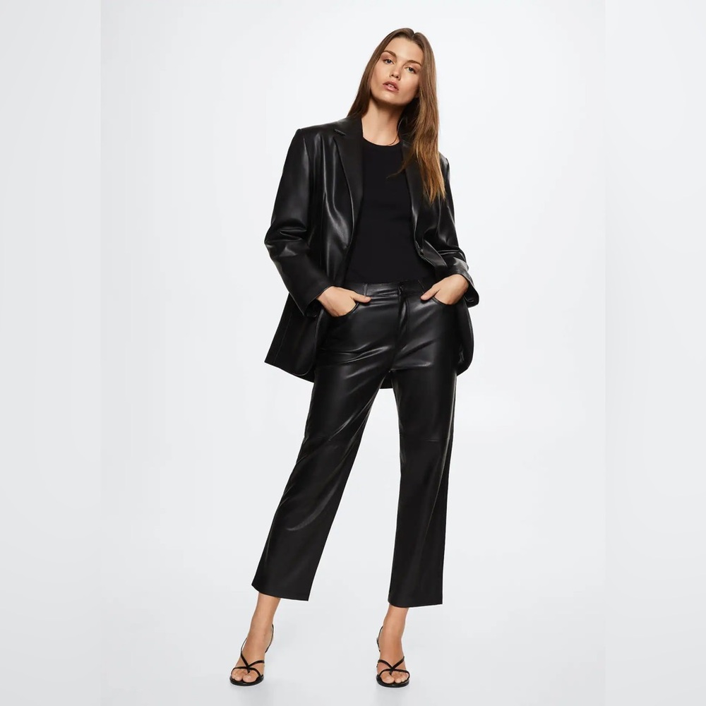 MANGO Faux-leather black pants size 10